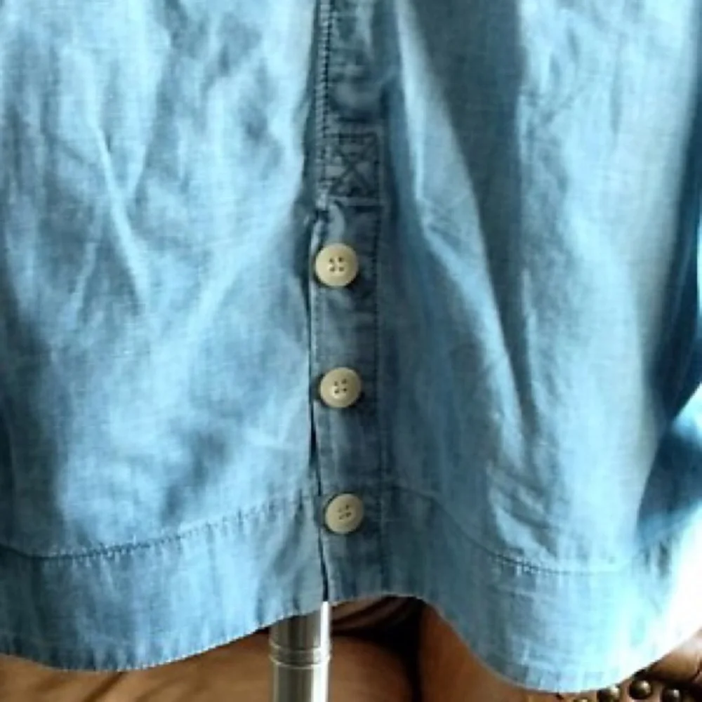 FREE PEOPLE Blue Oversize Blazer Shacket Jacket Cotton/Hemp Fabric Size S